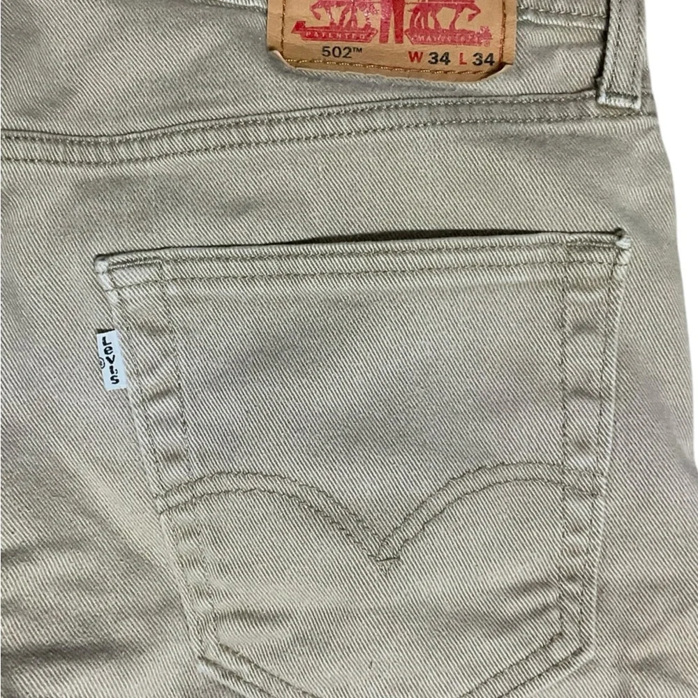 🪚 Levi’s 502 Custom Distressed Cut-Off Shorts Tan 34x34‎ Grunge Workwear Vibe